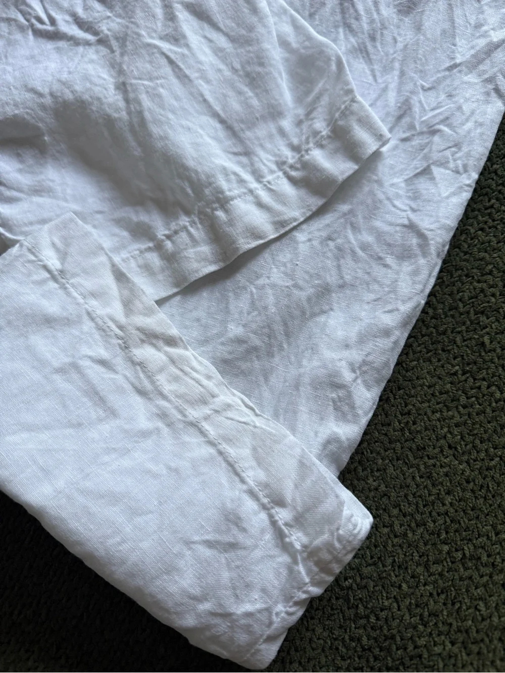 Perry Ellis Men's White Linen Drawstring Chinos Sz 34 Beachy Casual Vacation